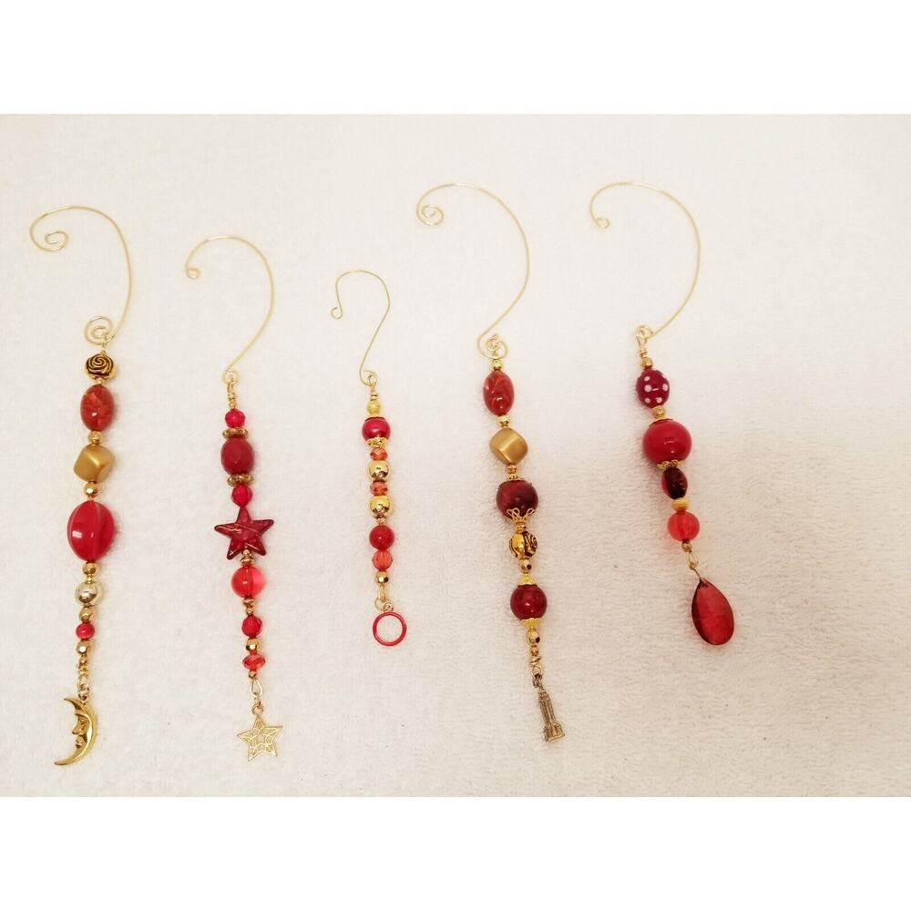 Deep red and gold Christmas icicle ornaments c8